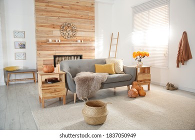 Cozy Living Room Interior Inspired By Autumn Colors