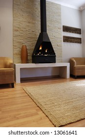 Cozy Living Room With A Modern Gas Fireplace