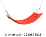 Cozy red hammock isolated on white background