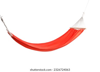 Cozy red hammock isolated on white background