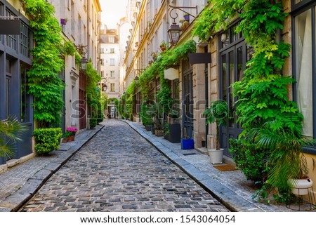 Cozy street in Paris, France. Architecture and landmarks of Paris. Cityscape of Paris