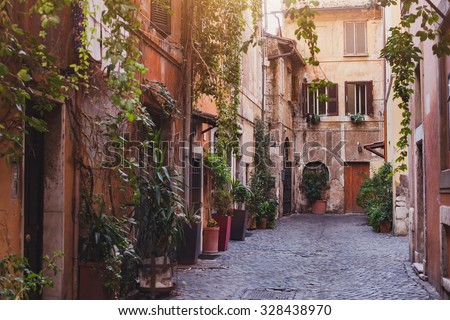 cozy street in Rome, Italy