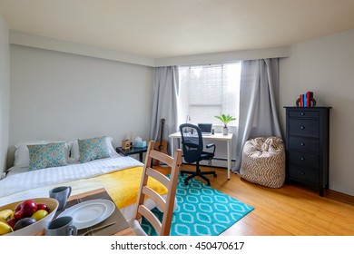Cozy Studio Student Apartment With A Combined Dining Room, Bedroom, And Office