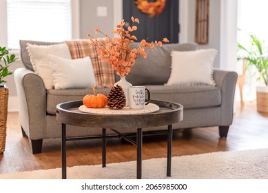 Cozy And Stylish Living Room Decorated For Fall