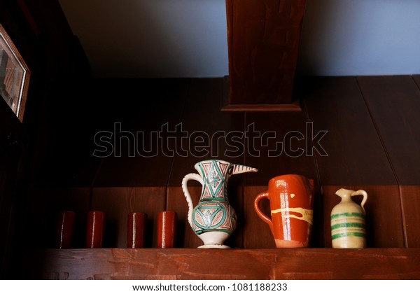 Cozy Warm Wood Forniture Beautiful Vases Stock Photo Edit Now