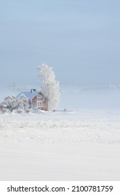 A Cozy Wooden House In The White Snowy Area, Finland