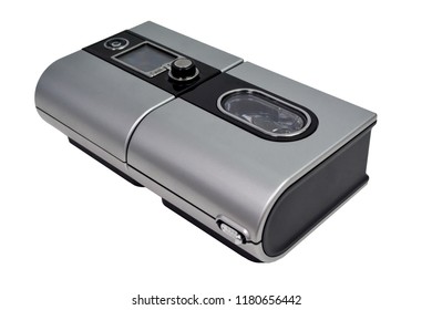 Cpap Continuous Positive Airway Pressure System. Cpap Machine With  White Background And Soft Focus