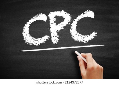 CPC Cost Per Click - online advertising revenue model that websites use to bill advertisers, acronym text concept on blackboard