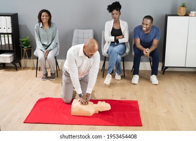 CPR First Aid Lifeguard Or Paramedic Class With African Students