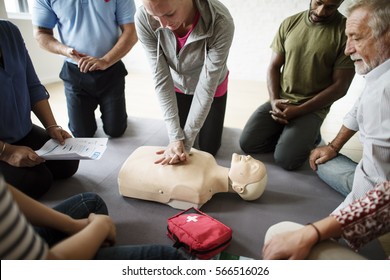 CPR First Aid Training Concept - Shutterstock ID 566516026