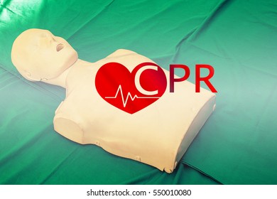 CPR training medical procedure - Demonstrating chest compression