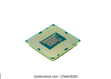 cpu computer processor isolated white on blackground 
