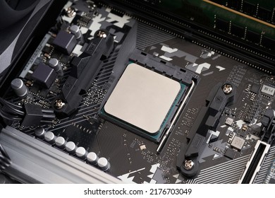 CPU With The Cooling Device Of The Desktop Computer Removed