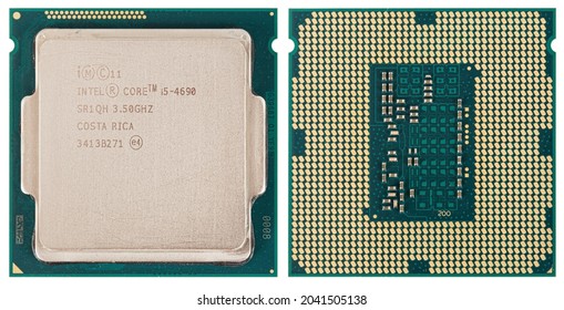 CPU Intel Core I5-4690 (Central Processing Unit) Microchip, Isolated On White Background