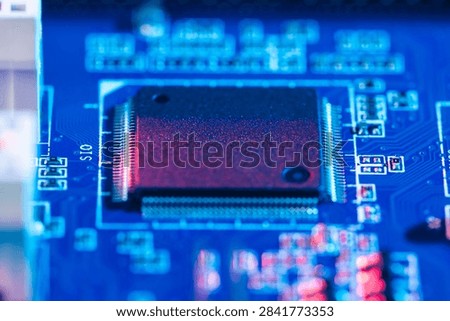 CPU microprocessor silicon chip installed inside motherboard socket next to BIOS components as a conceptual backdrop for hardware level cybersecurity AI technology infrastructure data processing and computing innovation with copy space.