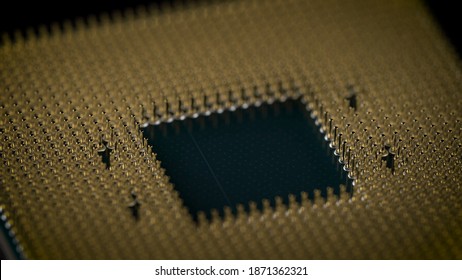 CPU. A modern high-performance processor with thousands of microchips and circuits.