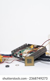 CPU processor chip and Circuit board on white background