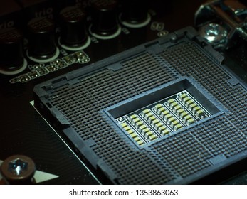 CPU processor socket on a computer motherboard
