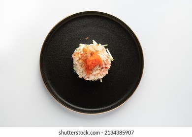 Crab With Apple, Cucumber And Wasabi Mayonnaise. Restaurant Menu