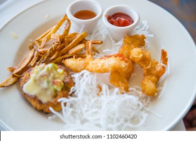 Crab Cake And Fried Shrimp