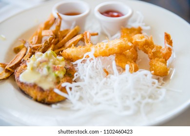 Crab Cake And Fried Shrimp