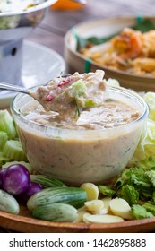 Crab dip with coconut milk and vegetables, Thai food