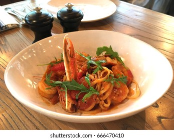 Crab Linguine With Tomato And Rocket