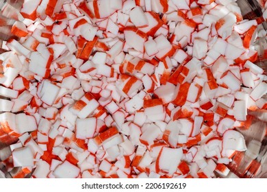 Crab Meat Cut Into Pieces. Background Picture.