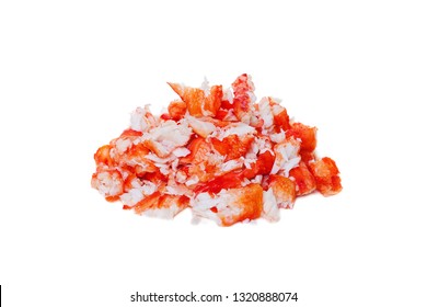 Crab Meat Isolated With Shadow On White Background. Gourmet Food