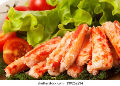 Crab Meat With Salad And Vegetables