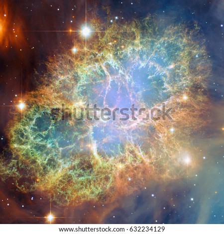 Crab Nebula. Elements of this Image Furnished by NASA.
