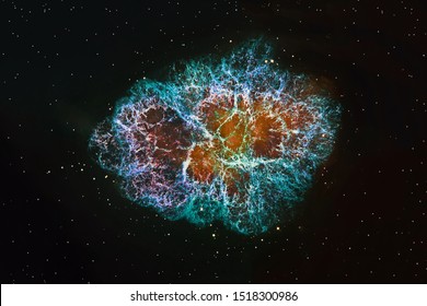 Crab Nebula, Supernova Core pulsar neutron star. Elements of this image furnished by NASA.