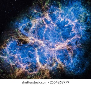 The Crab Nebula is a supernova remnant in the constellation of Taurus. Elements of this image furnished by NASA. Image by NASA’s James Webb Space Telescope’s NIRCam  - Powered by Shutterstock