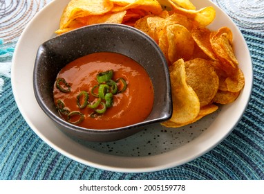 Crab Seasoning BBQ Chips Served With Spicy Chipotle Dip 