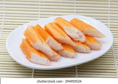 Crab Stick In White Plate 