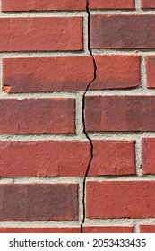 Crack In The Brick Wall Due To A Foundation Problem, Settling Of The House