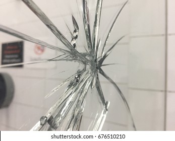 Crack Broken clear mirror glass.