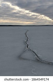 Crack On Ice At Higgins Lake Michigan USA