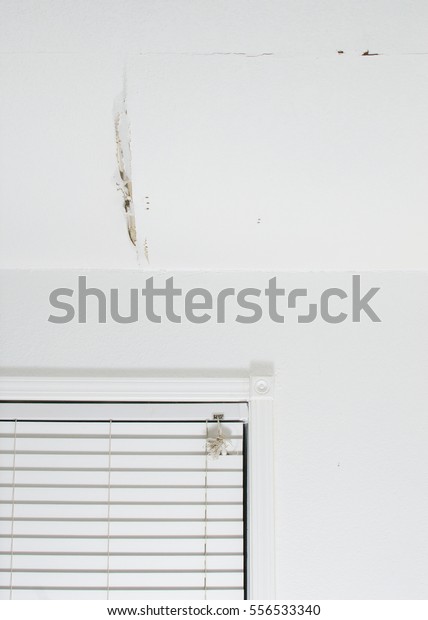 Crack White Ceiling Generic Unidentified Old Stock Photo