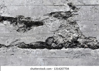 Cracked Broken Cast Concrete As A Background Image For A Grungy, Urban Or Chaos Aesthetic.