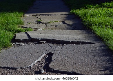 Cracked, Broken Sidewalk.