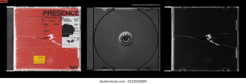 Mochila de estuche de cd resquebrajado para el arte de portada del álbum ( traducción: lorem ipsum un generador de texto ficticio )