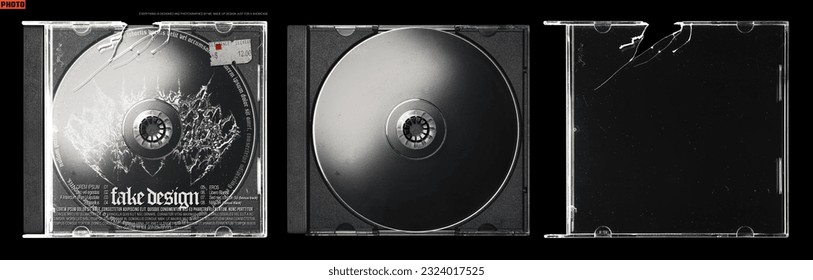 Cracked cd case mockup for album cover art ( translation : lorem ipsum a dummy text generator )