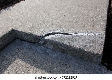 Cracked Concrete Cement Step Sidewalk