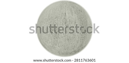 Cracked Concrete Sphere Render with Rough Grey Cement Grunge Texture Isolated on White Background for 3D Material and Architectural Design. 