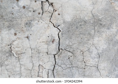 Cracked Concrete. Concrete Texture With Cracks. Gray Asphalt. The Old Texture Is Broken.