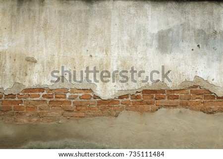 Similar – Background with plastered wall surface, bricks and wooden door