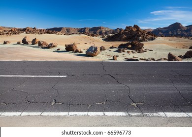 Cracked desert road, Canary Island Tenerife, Spain