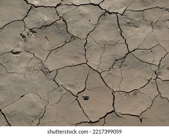 Cracked And Dry Desert Floor, Top Down View