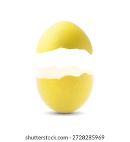 Cracked dyed Easter egg on white background